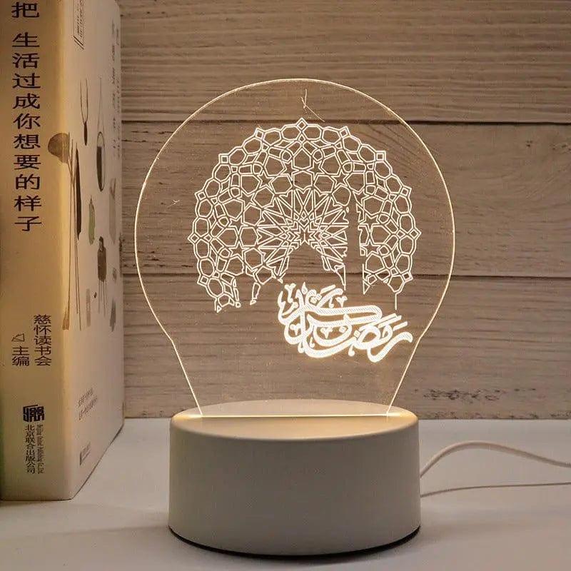 MR012 Ramadan 3D Led Night Light，USB 16 Color Change Remote Control Light - Mariam's Collection