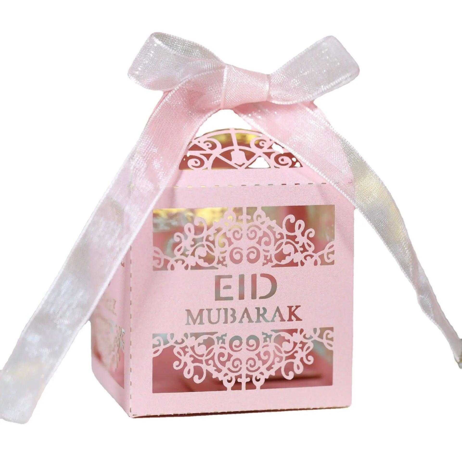 MR018 50 Pcs Happy Eid Mubarak Hollow Candy Box - Mariam's Collection