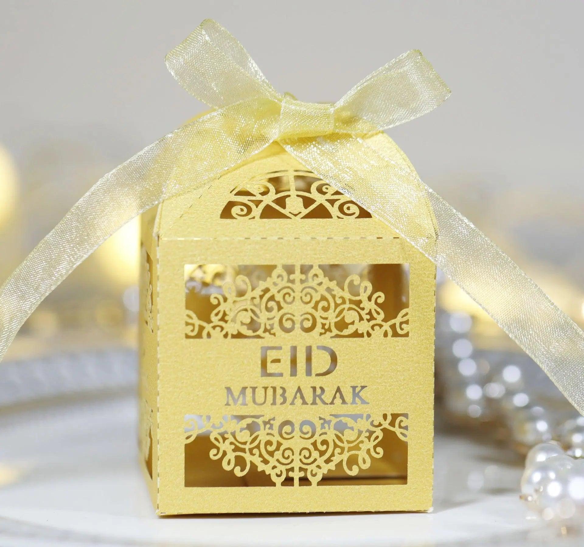 MR018 50 Pcs Happy Eid Mubarak Hollow Candy Box - Mariam's Collection