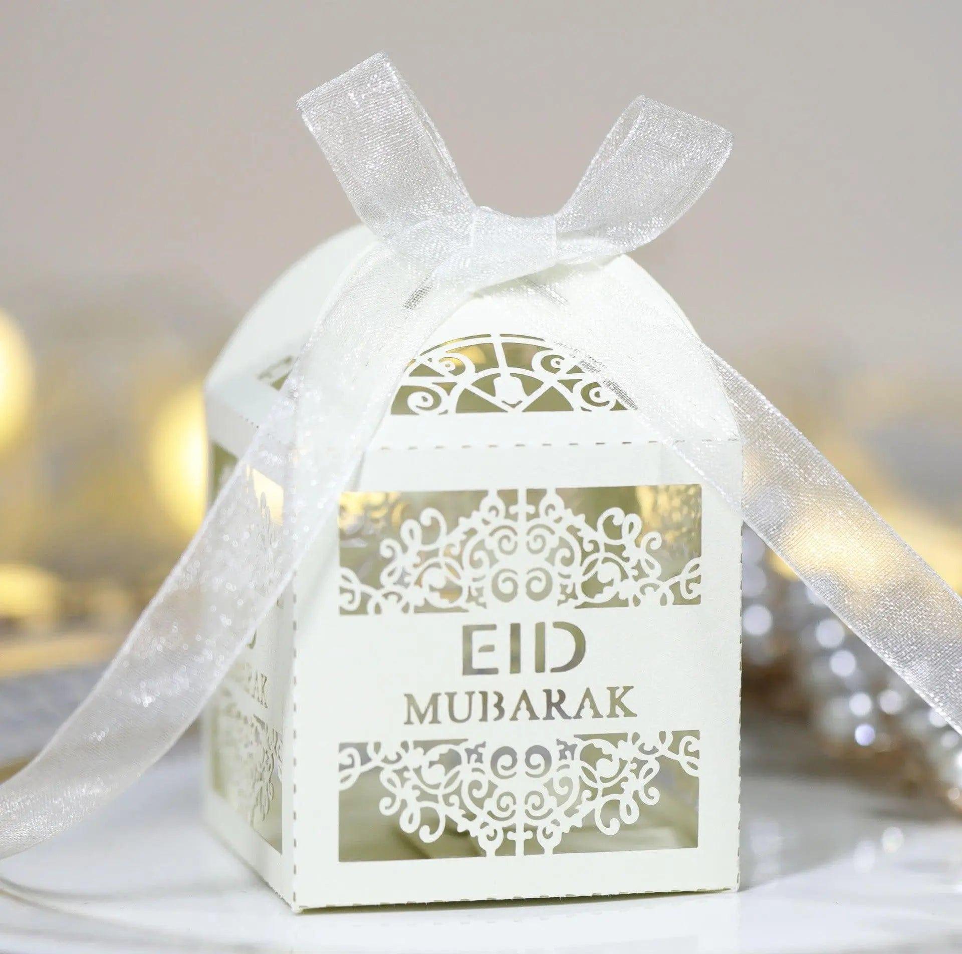 MR018 50 Pcs Happy Eid Mubarak Hollow Candy Box - Mariam's Collection