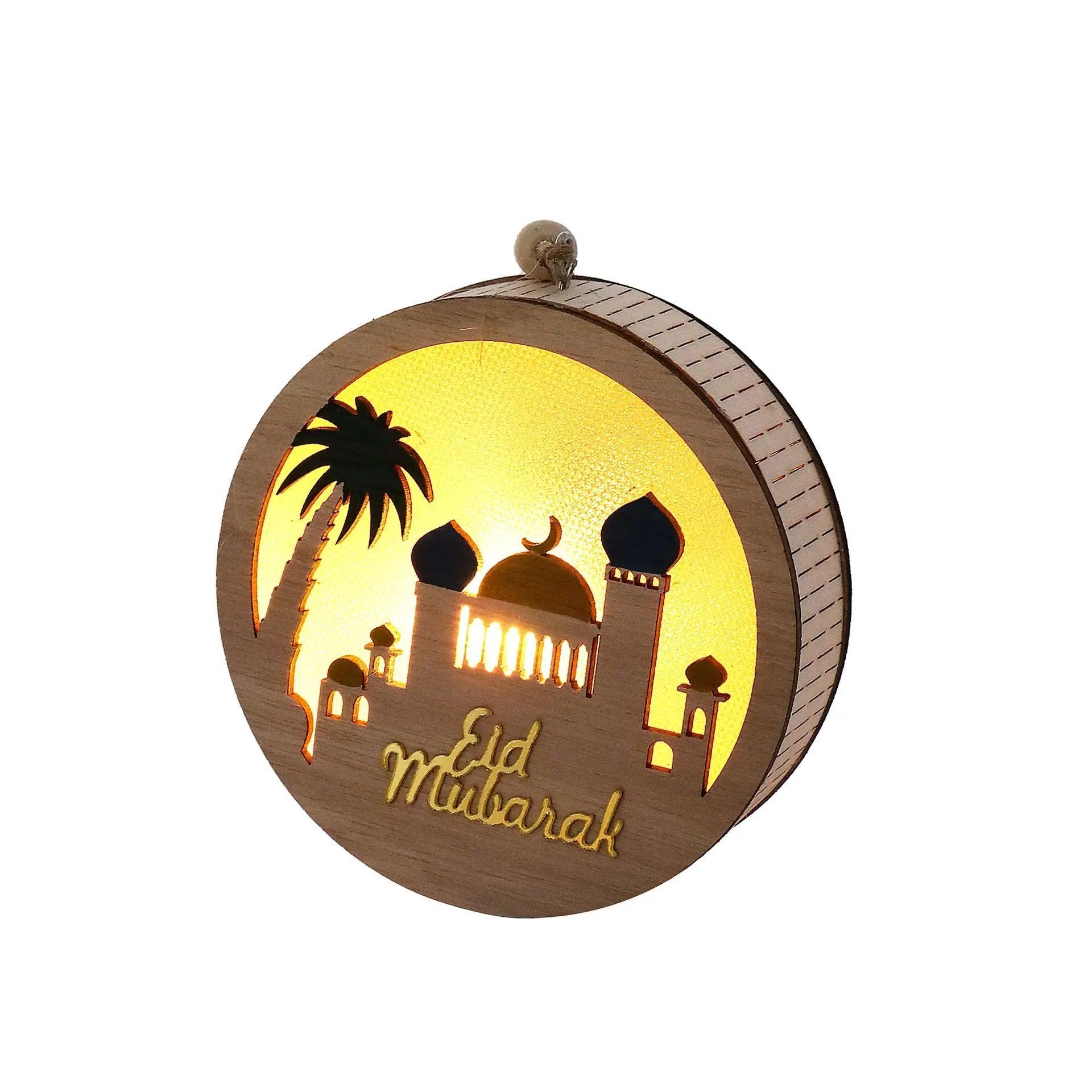 MR036 Eid Mubarak Wooden LED Luminous Pendant - Mariam's Collection