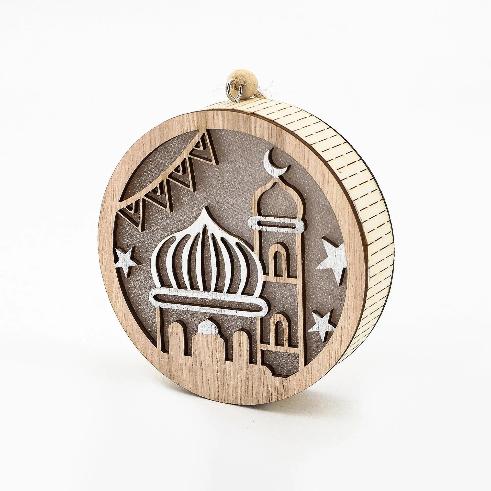 MR036 Eid Mubarak Wooden LED Luminous Pendant - Mariam's Collection