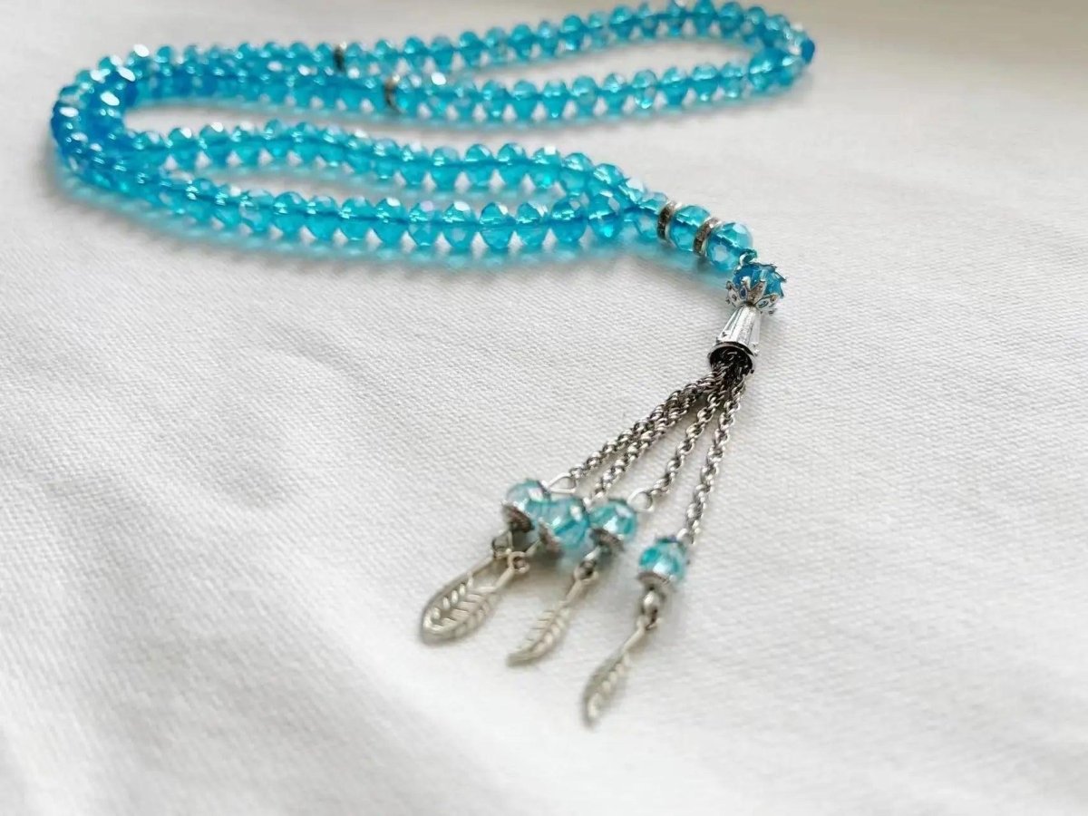 🎁 MR039 Crystal Glass Muslim Prayer Tasbeeh, 99pcs beads (100% off) - Mariam's Collection