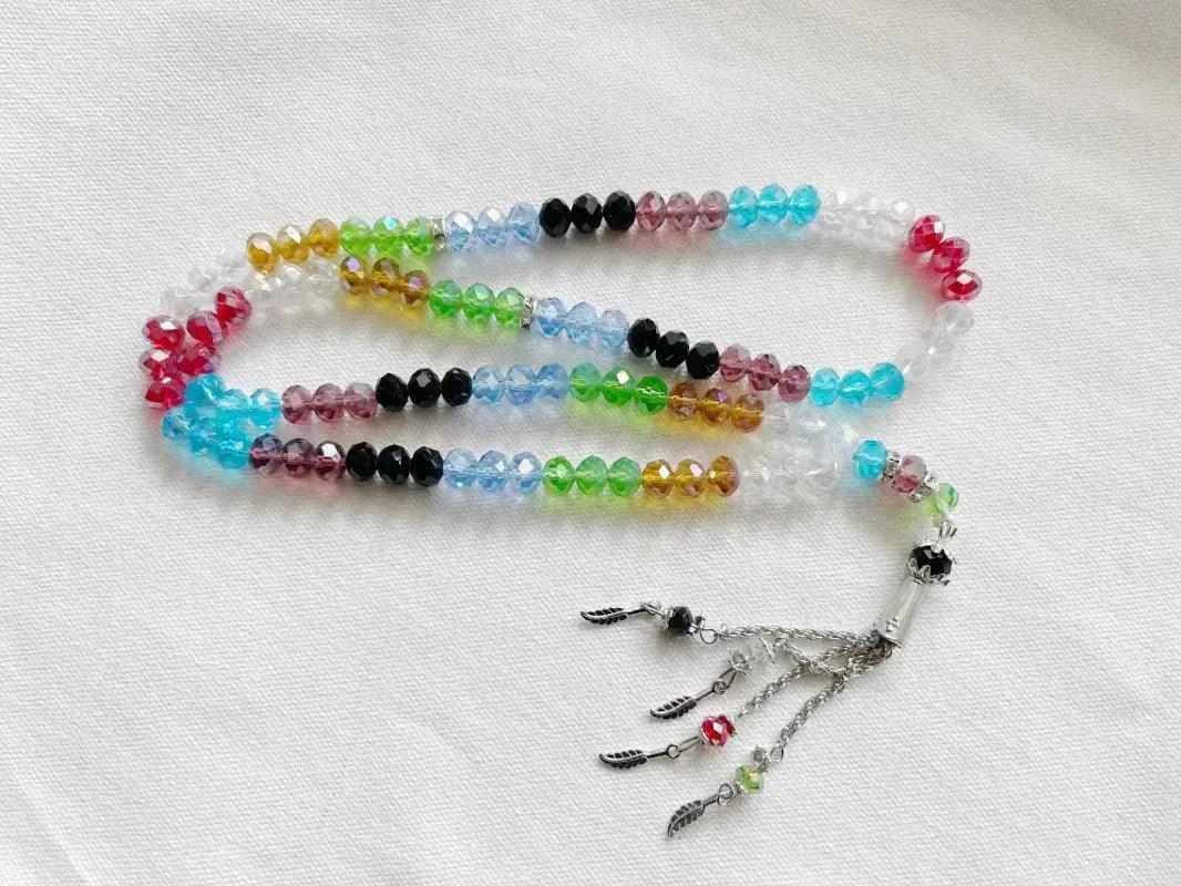 MR039 Crystal Glass Muslim Prayer Tasbeeh, 99pcs beads - Mariam's Collection