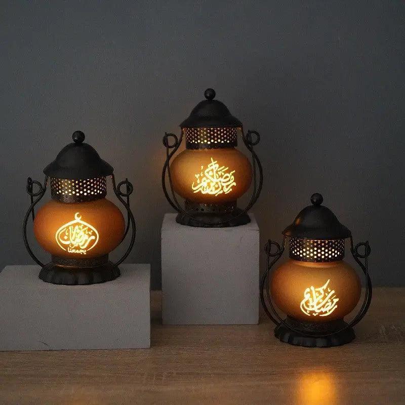 MR043 EID MUBARAK Ramadan Led Iron Lantern - Mariam's Collection