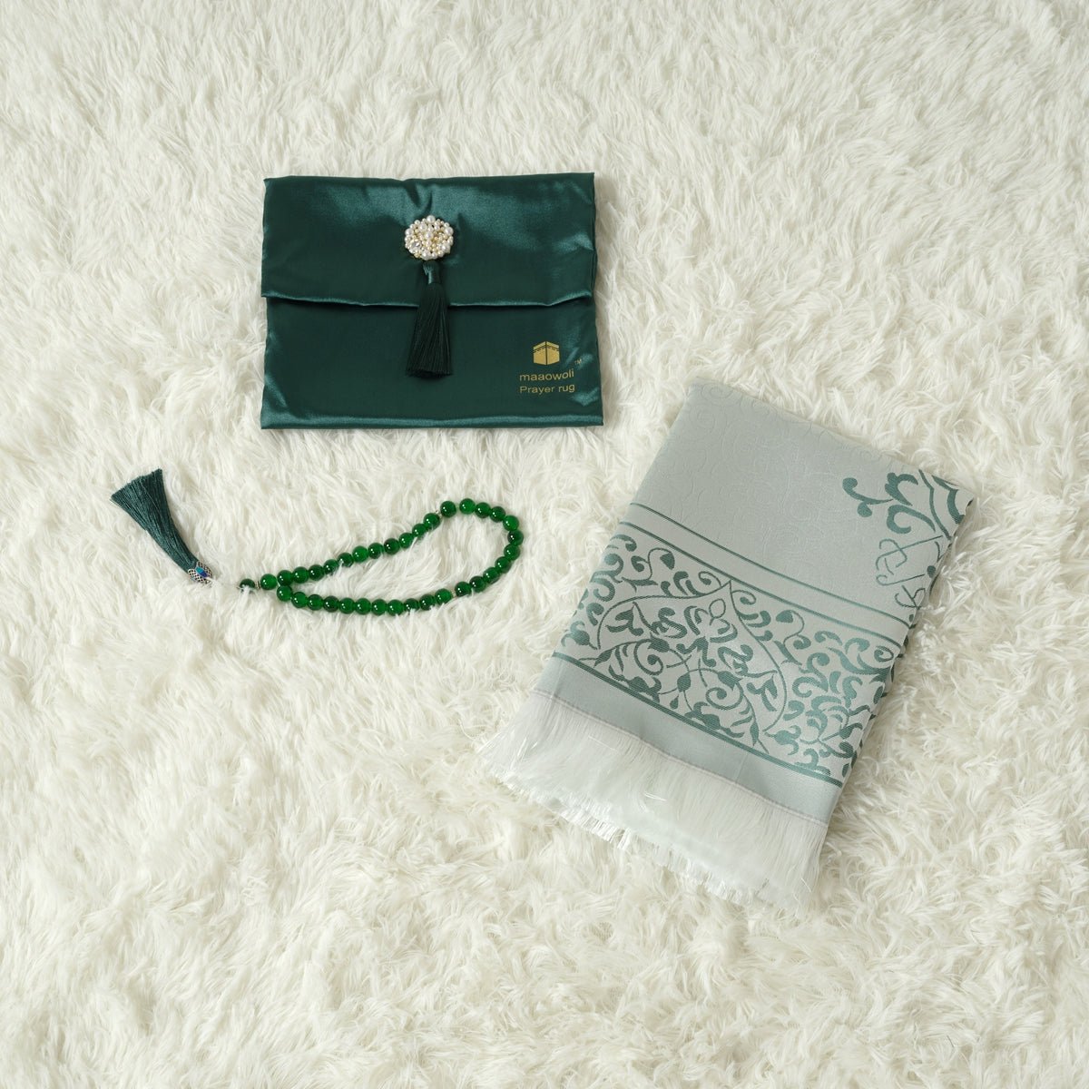 MR056 New Luxury Prayer Mat and Tasbeeh Set - Mariam's Collection