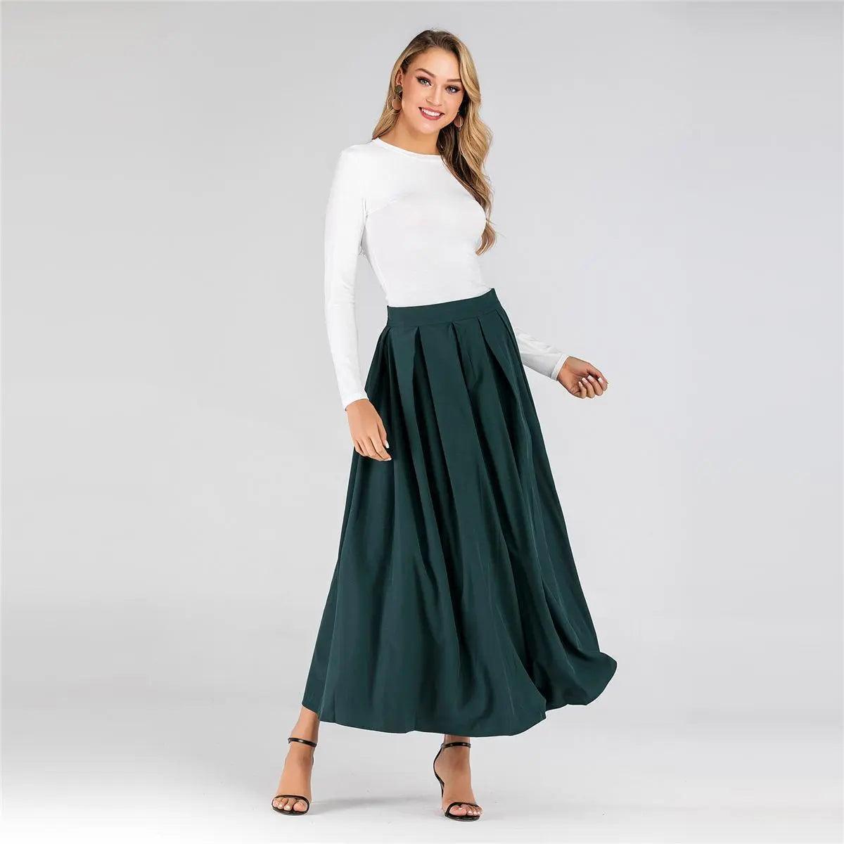 MS001 High Waist Midi Long Plain Skirt - Mariam's Collection