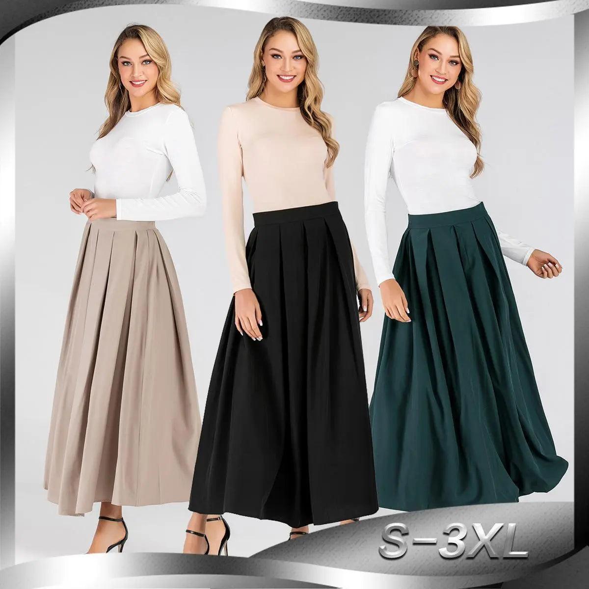 MS001 High Waist Midi Long Plain Skirt - Mariam's Collection