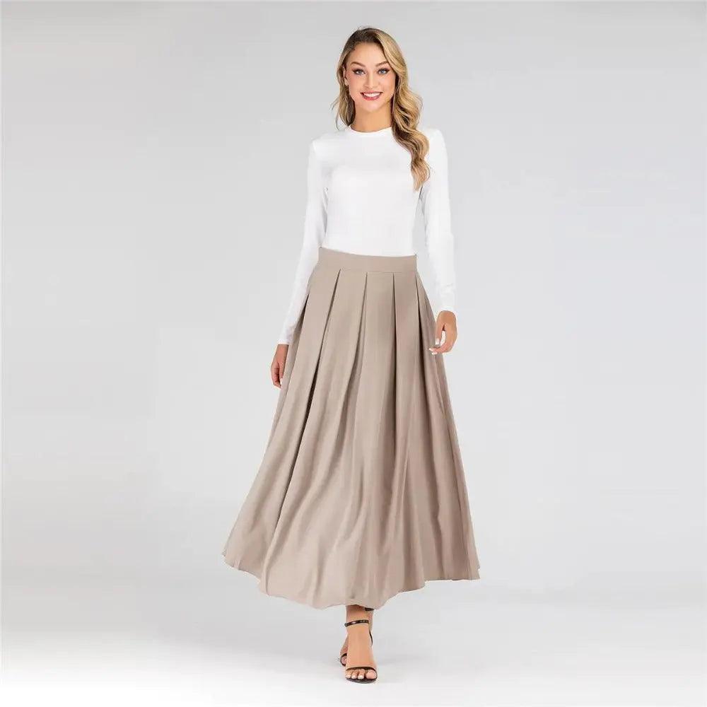 MS001 High Waist Midi Long Plain Skirt - Mariam's Collection