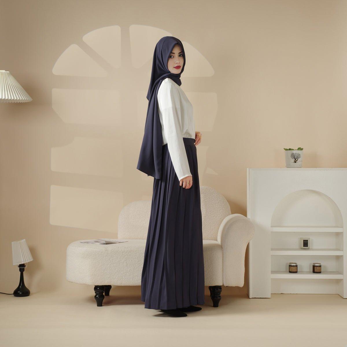 MS025 Pleated Overskirt Wide - Cut Pants Set 3 - Piece - Mariam's Collection