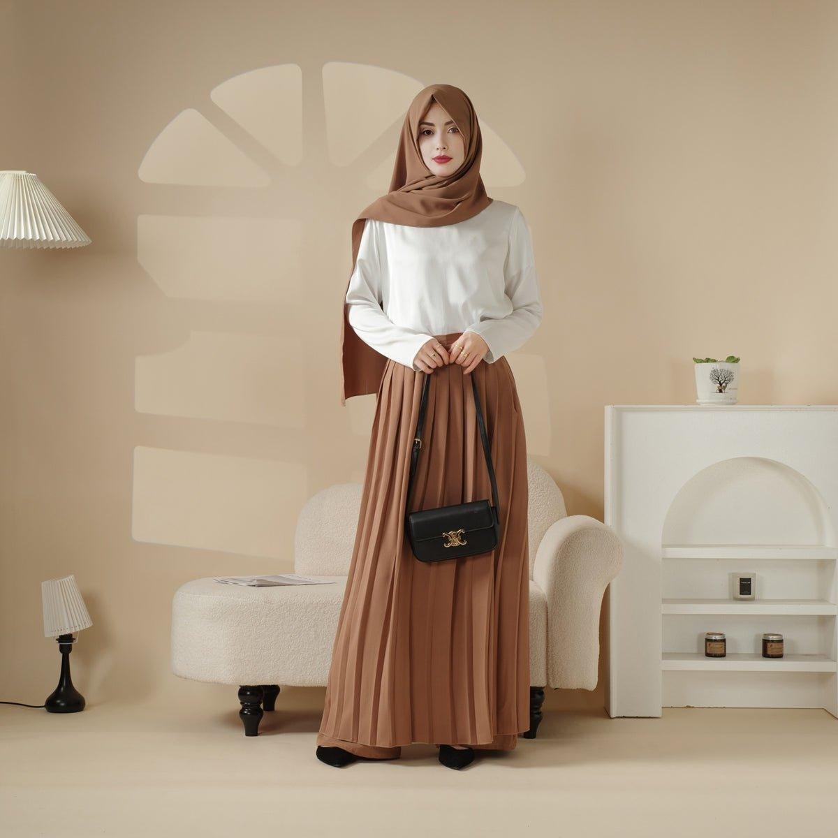 MS025 Pleated Overskirt Wide - Cut Pants Set 3 - Piece - Mariam's Collection