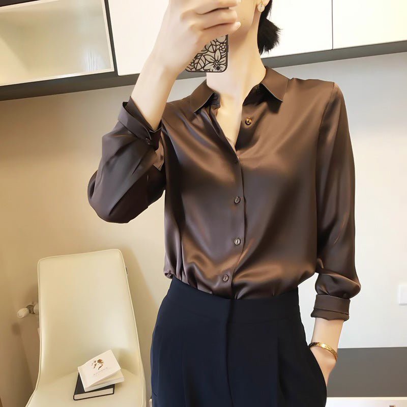 MS044 Commuter Satin Long Sleeve Shirt - Mariam's Collection