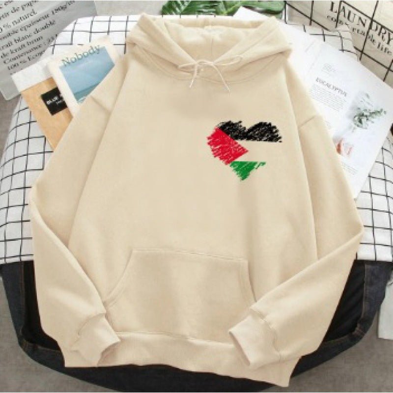 MT016 Free Palestine Printed Casual Thick Hoodie - Mariam's Collection