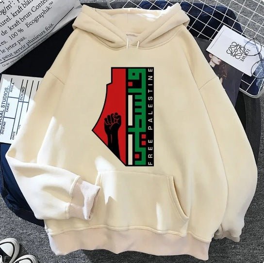 MT016 Free Palestine Printed Casual Thick Hoodie - Mariam's Collection