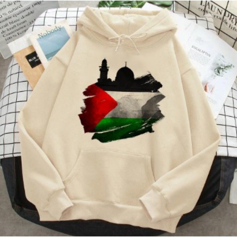 MT016 Free Palestine Printed Casual Thick Hoodie - Mariam's Collection