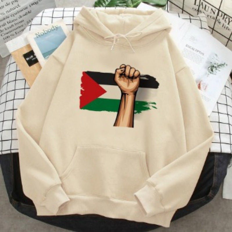 MT016 Free Palestine Printed Casual Thick Hoodie - Mariam's Collection