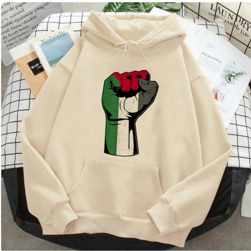 MT016 Free Palestine Printed Casual Thick Hoodie - Mariam's Collection