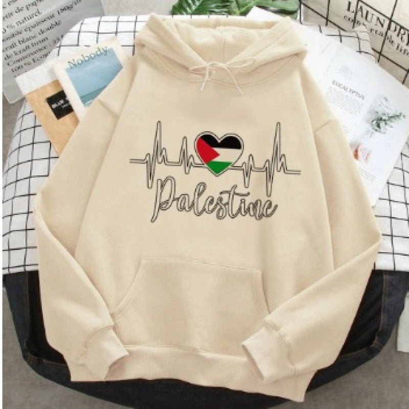 MT016 Free Palestine Printed Casual Thick Hoodie - Mariam's Collection