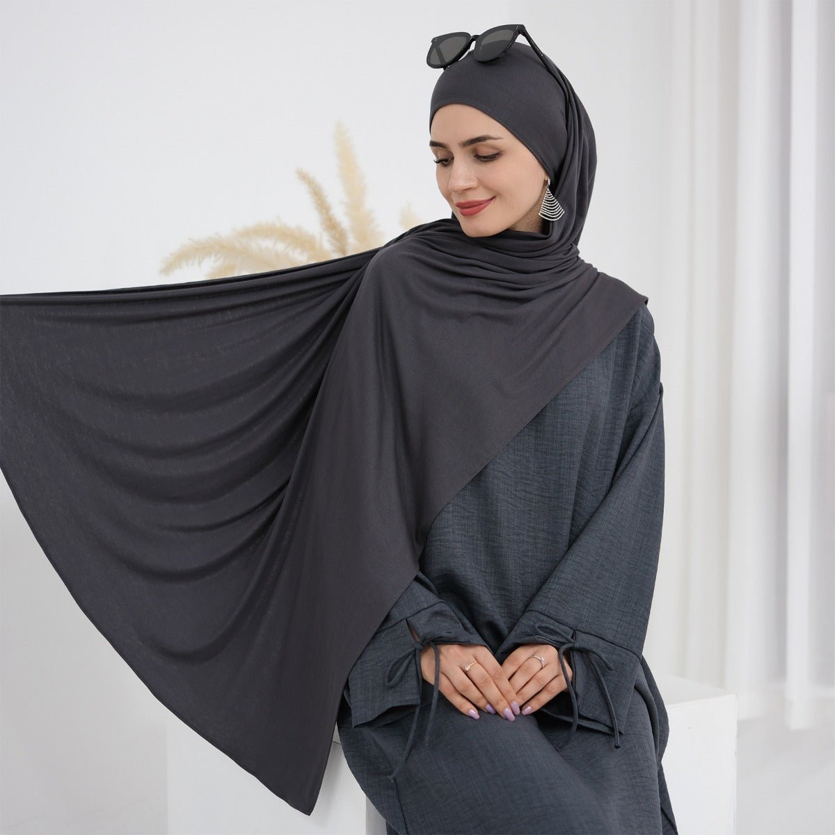 Muslim Women's Everyday Essential Modal Cotton Headscarf | Earth - Tone Solid Color Hijab with Stretch Comfort(MH122) - Mariam's Collection
