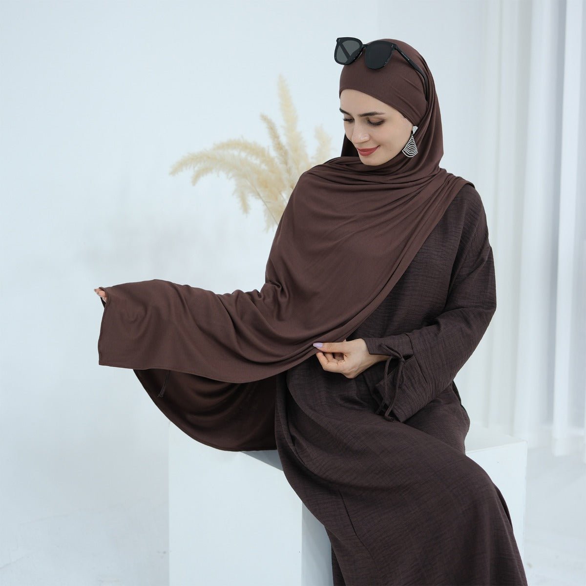Muslim Women's Everyday Essential Modal Cotton Headscarf | Earth - Tone Solid Color Hijab with Stretch Comfort(MH122) - Mariam's Collection