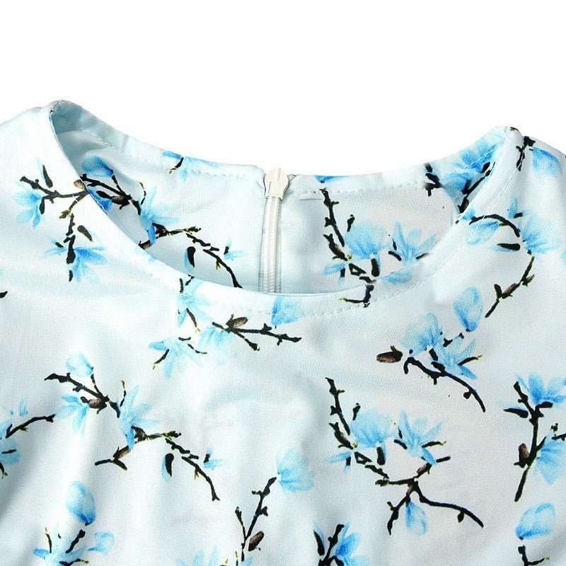 Muslimah Girls Blue Floral Dress & Khimar Set (MKG027) - Mariam's Collection