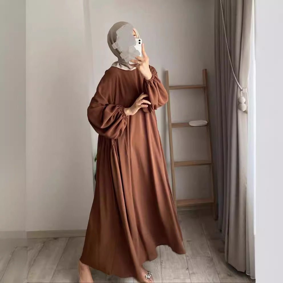 Must - Have Basics: Relaxed Fit Lantern Sleeves Crepe Abaya (MA190) - Mariam's Collection