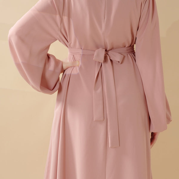 Must - Have Candy Color Essential Pleated Dress Basic Abaya (MA142) - Mariam's Collection
