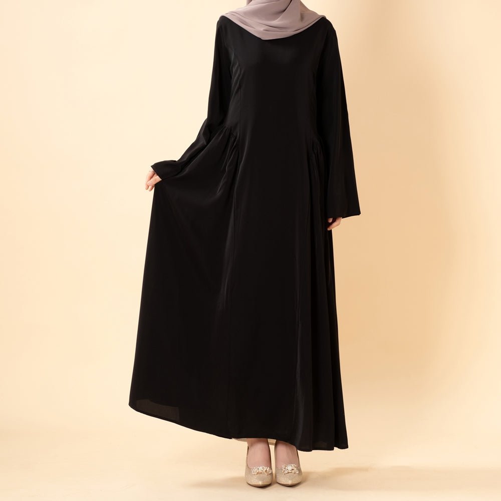 Nida Flared Maxi Dress with Pleated A-Line Skirt & Wide Bell Sleeves(MS435) - Mariam's Collection