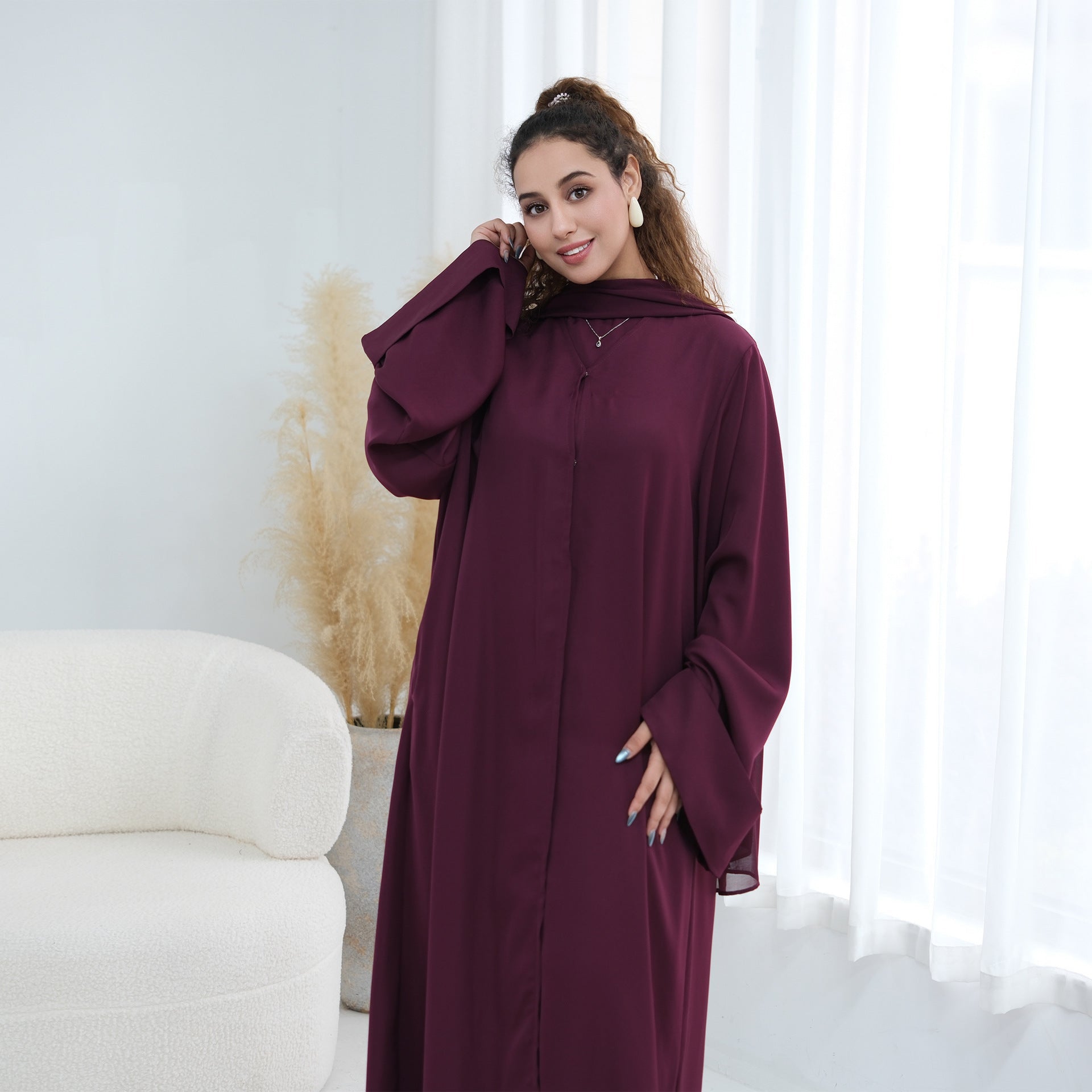 Nida Open Abaya & Hijab Set(MOA344) - Mariam's Collection