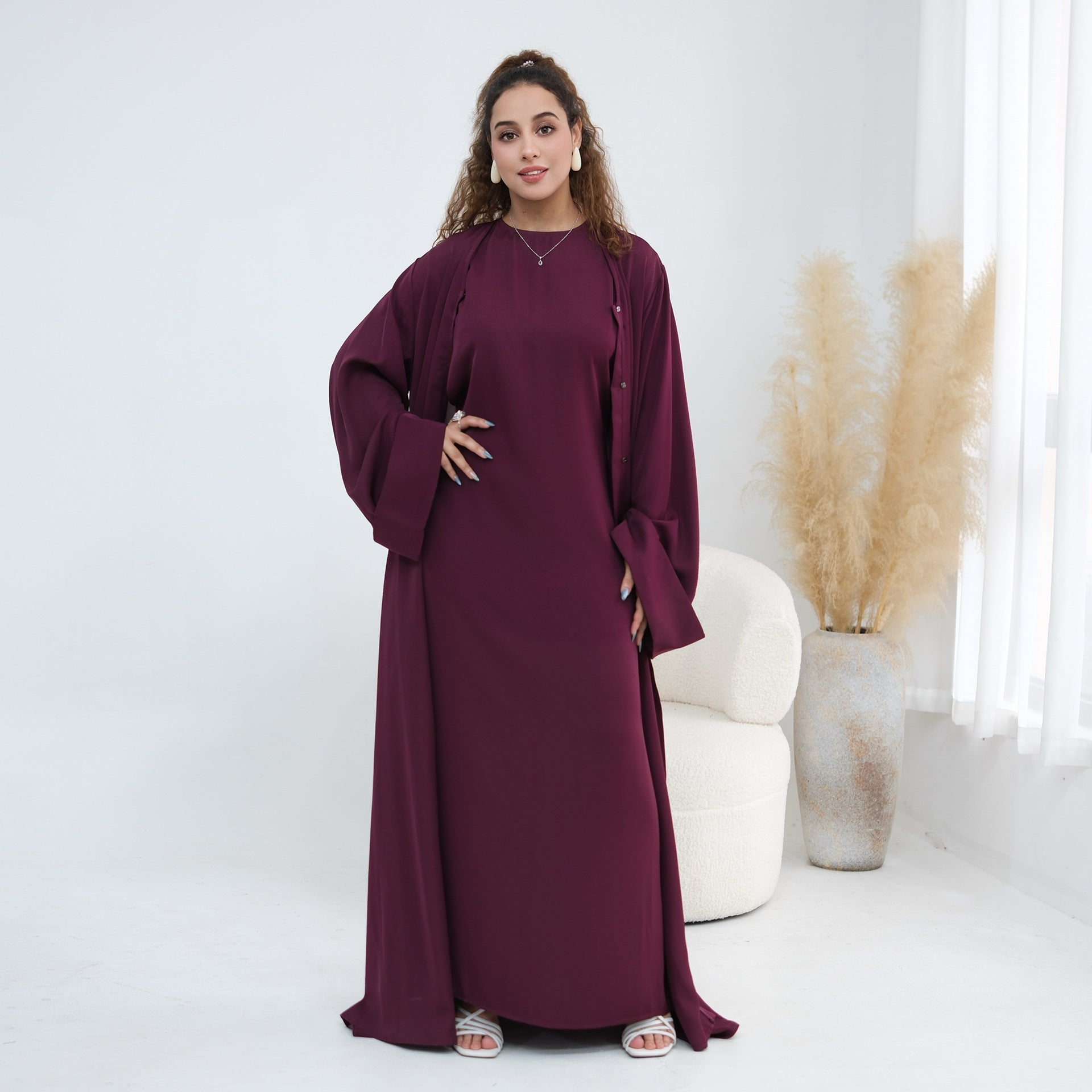 Nida Open Abaya & Hijab Set(MOA344) - Mariam's Collection