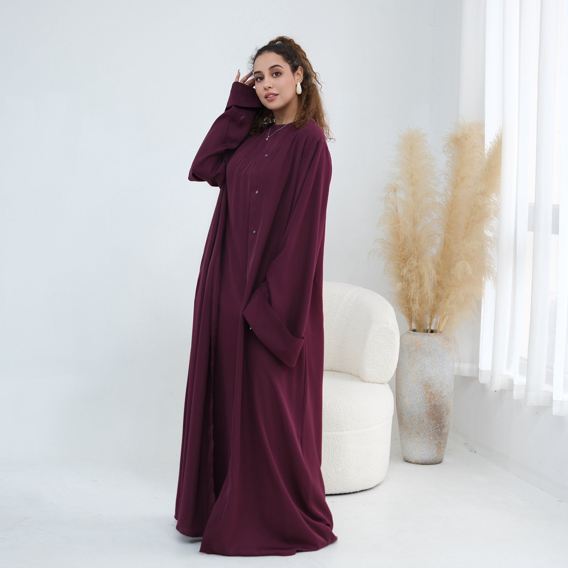 Nida Open Abaya & Hijab Set(MOA344) - Mariam's Collection