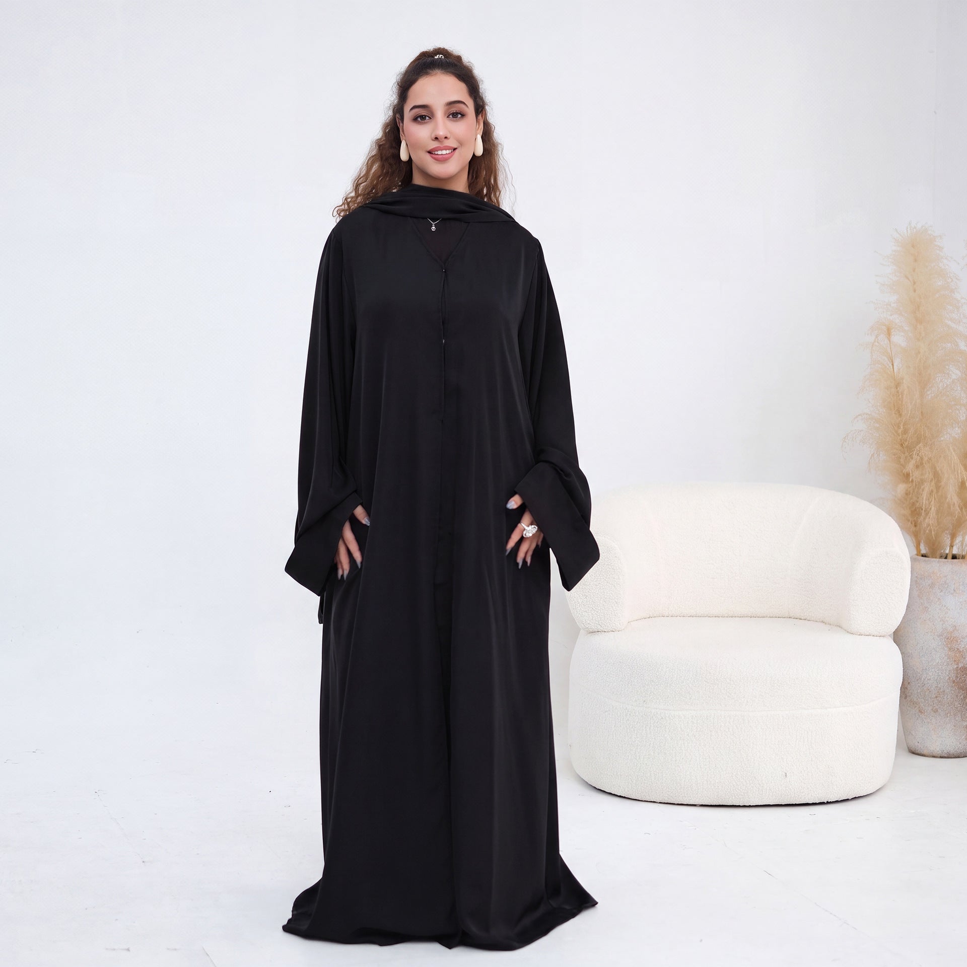 Nida Open Abaya & Hijab Set(MOA344) - Mariam's Collection
