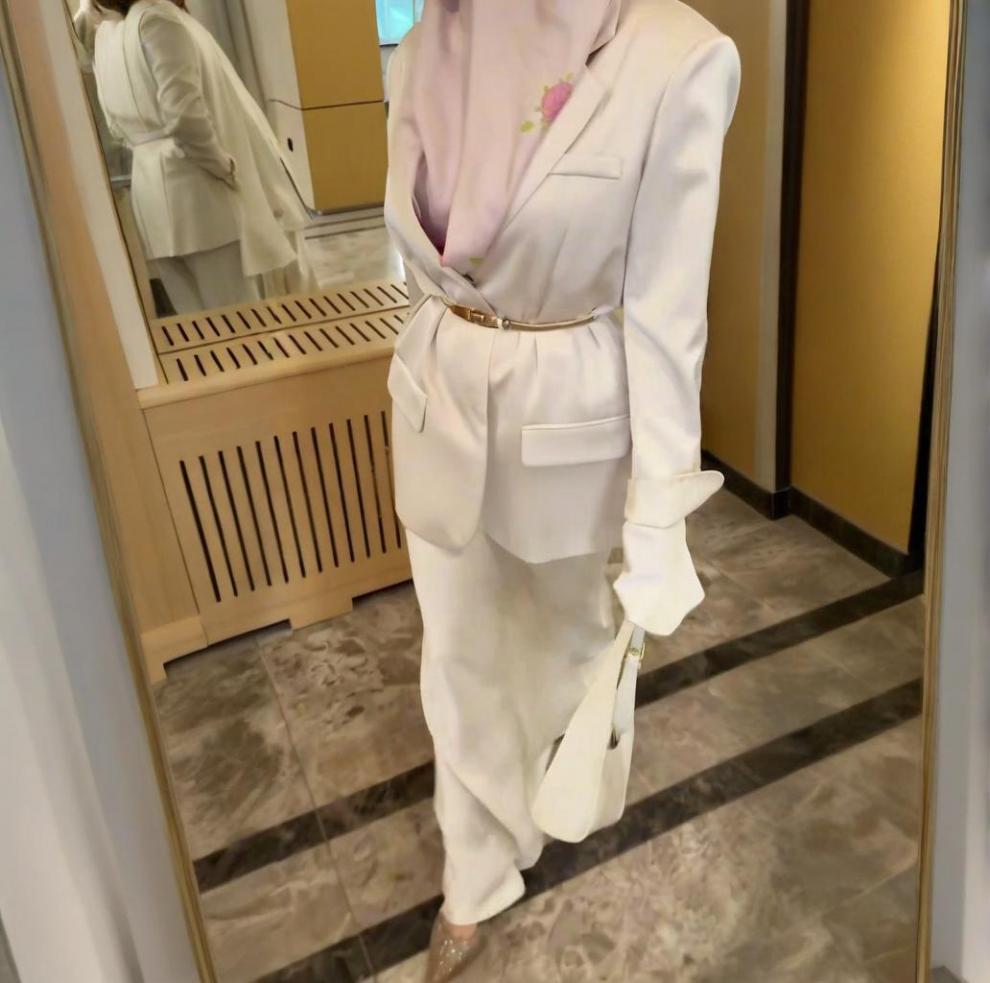 Notched Lapel Jacket with Maxi Dress(MS315) - Mariam's Collection