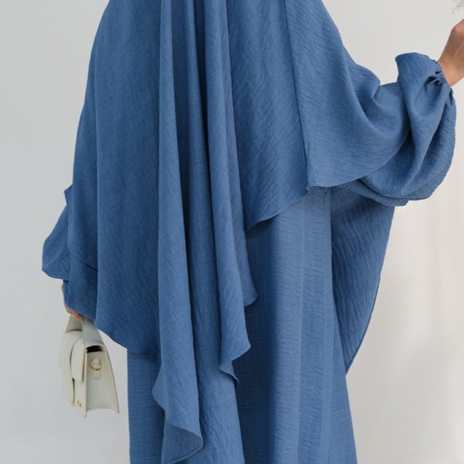 Nursing Abaya & Khimar Set | Bubble Sleeve Breastfeeding Dress(MK025) - Mariam's Collection