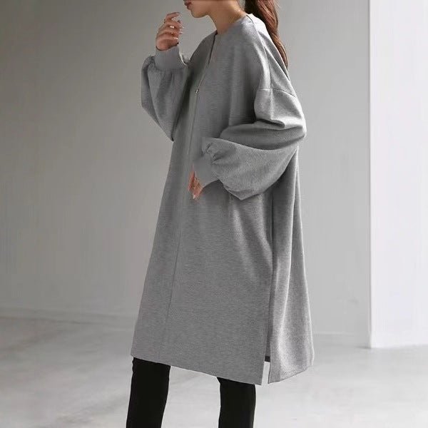 Oversized Cotton Sweatshirt Tunic | V - Neck Long Sleeve Pullover Top(MS210) - Mariam's Collection