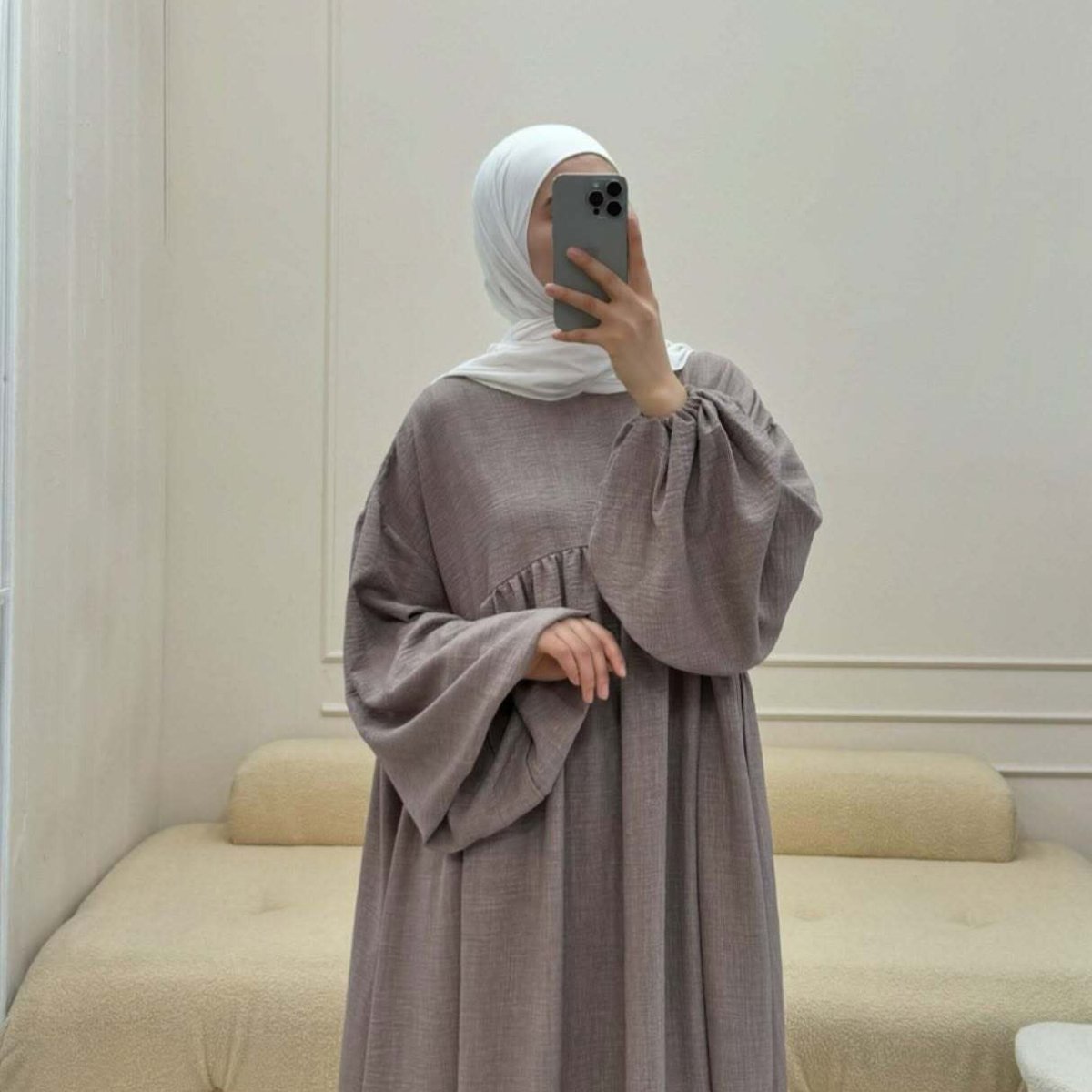 Oversized Elastic Cuff Pullover Bubble Sleeve Abaya(MA335) - Mariam's Collection