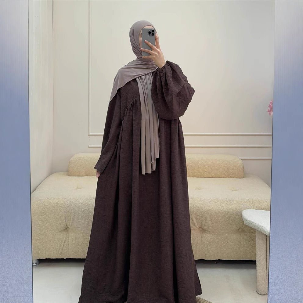 Oversized Elastic Cuff Pullover Bubble Sleeve Abaya(MA335) - Mariam's Collection