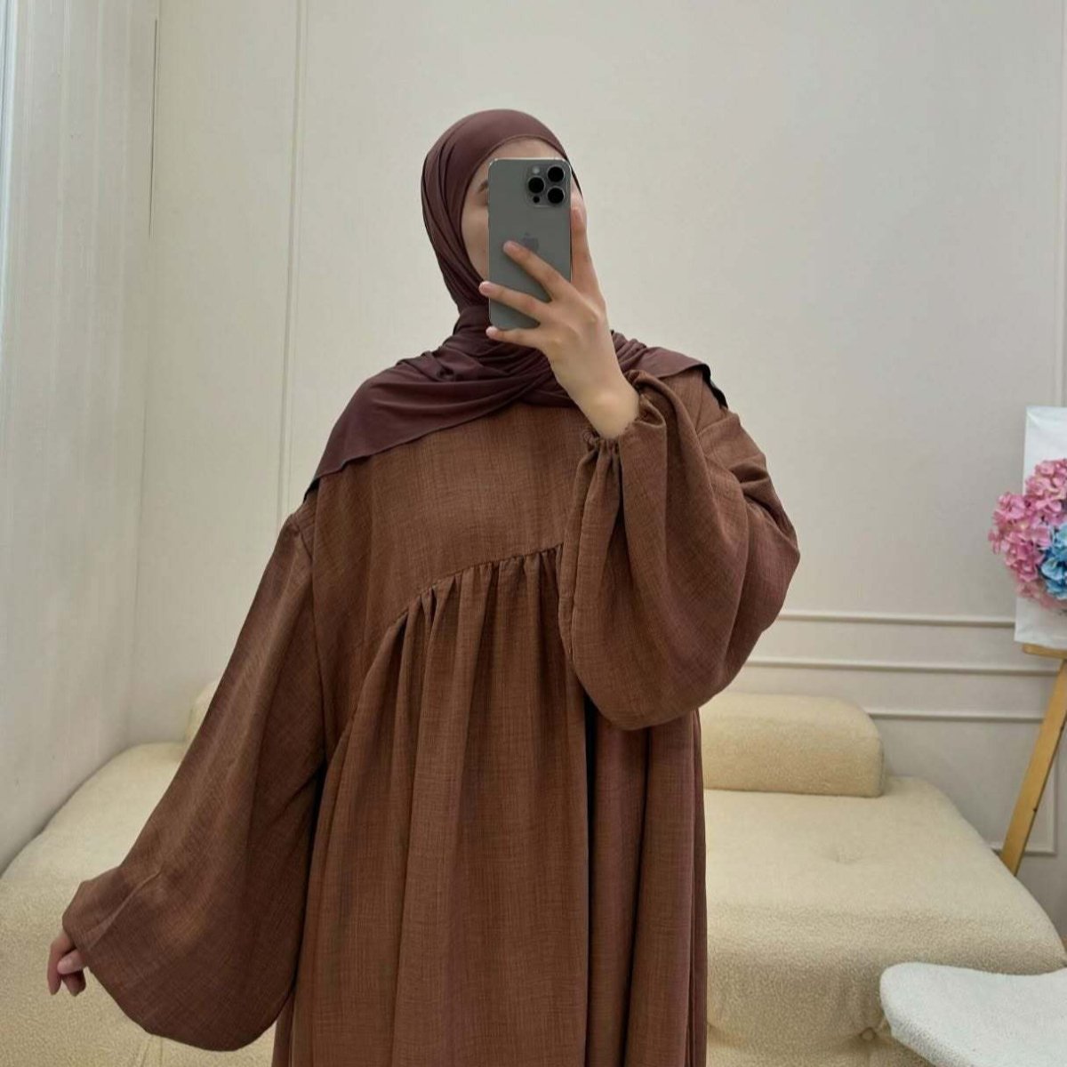 Oversized Elastic Cuff Pullover Bubble Sleeve Abaya(MA335) - Mariam's Collection