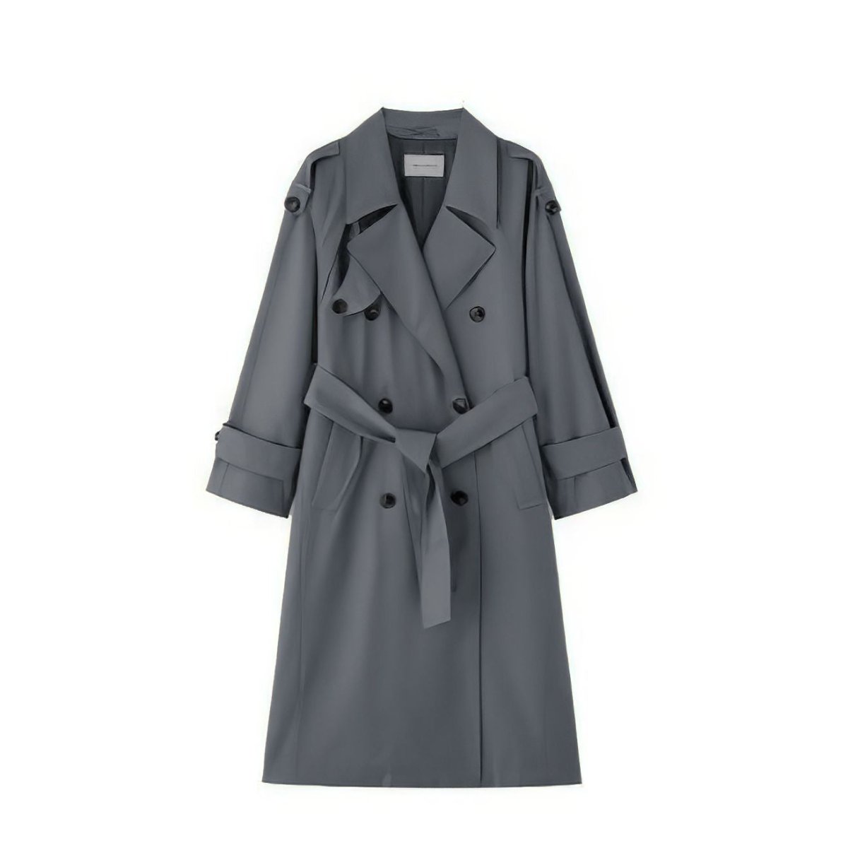 Oversized Mid - Length Trench Coat | Double - Breasted Cape Back Design(MS147) - Mariam's Collection