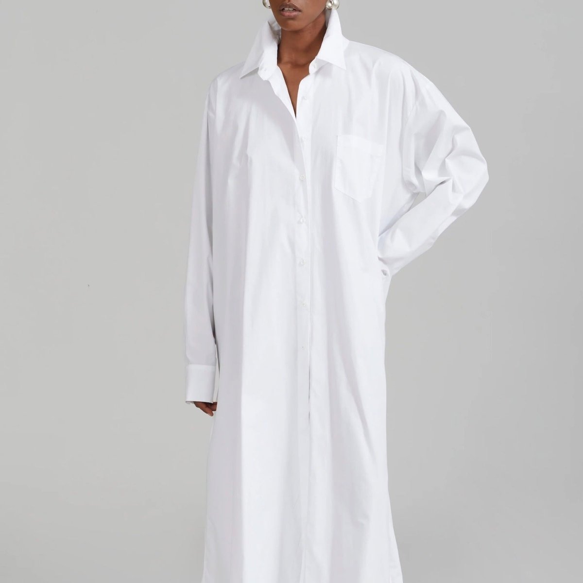 Oversized Shirt Dress with Side Slits(MS332) - Mariam's Collection