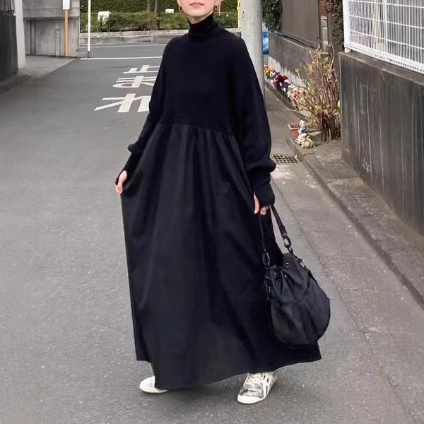 Oversized Turtleneck Maxi Dress | Bubble Sleeve Sweater Dress(MS180) - Mariam's Collection