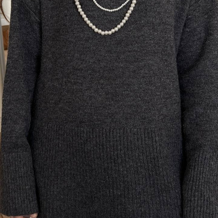 Oversized Turtleneck Sweater with Side Slits(MS251) - Mariam's Collection