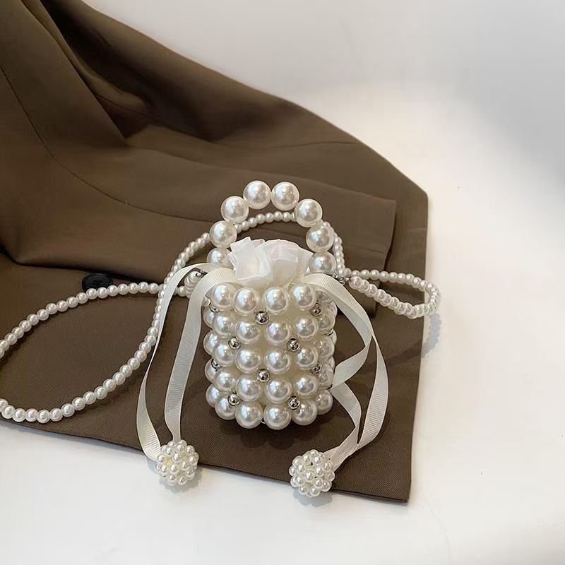 Pearl Bucket Bag | Handmade Beaded Crossbody Bag(MAC364) - Mariam's Collection