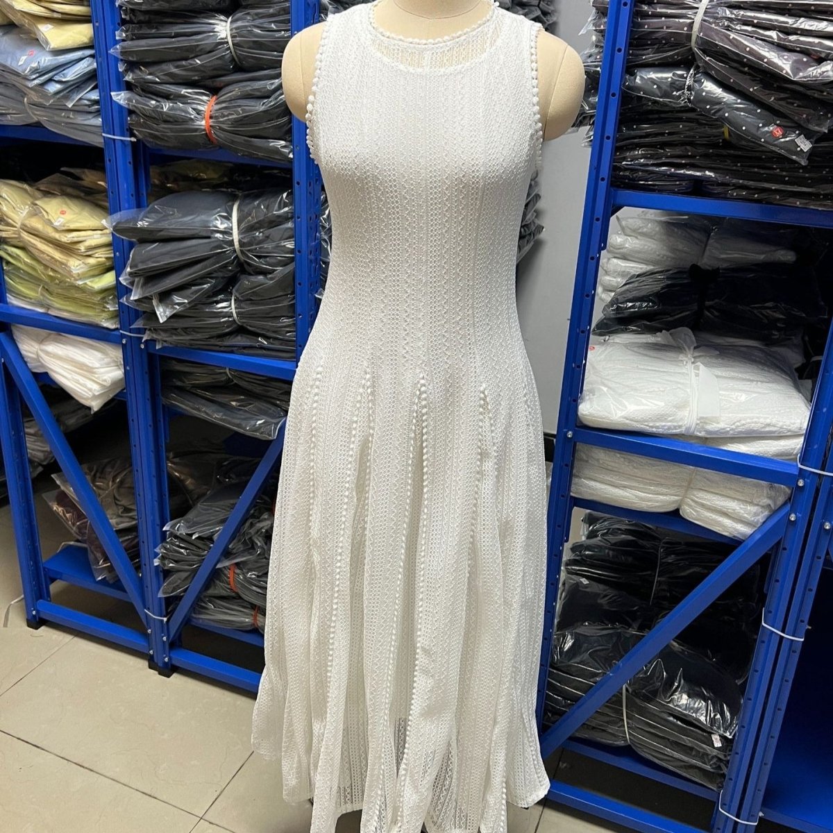 Pearl-Trim Lace Overlay Maxi Dress Set(MS464) - Mariam's Collection