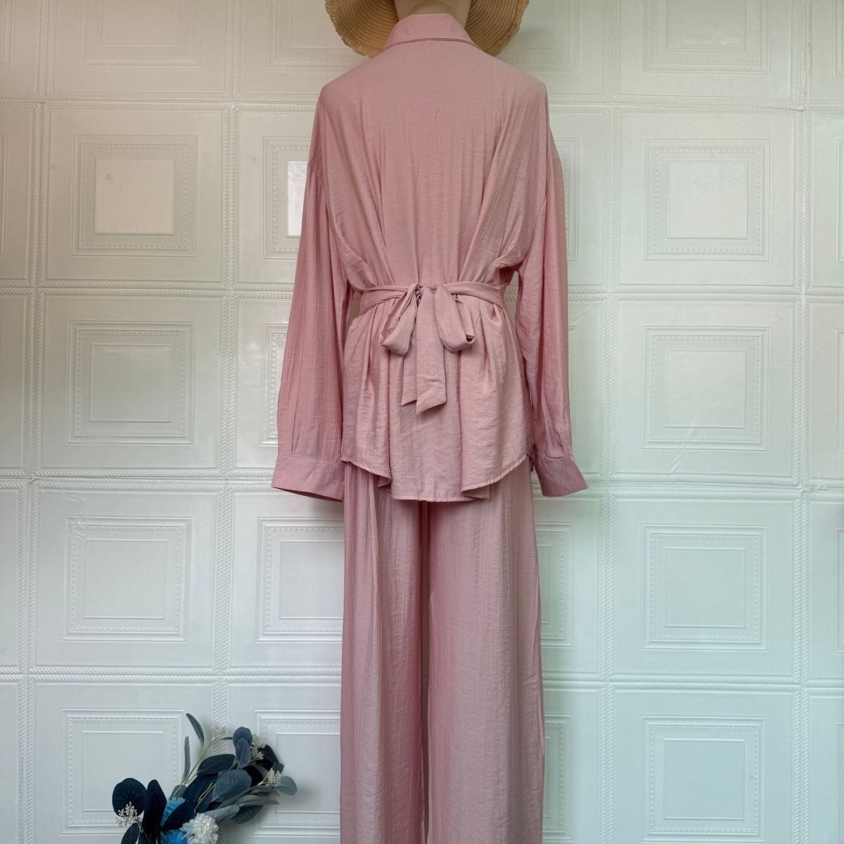 Peplum Shirt & Wide-Leg Trousers Co-ord Set(MS481) - Mariam's Collection