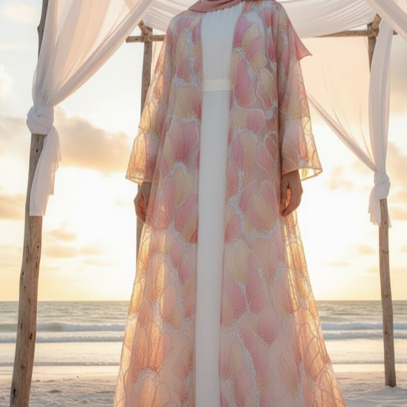 Petal Glow Hand - Embroidered Open Abaya — Secret Garden Series (MOA295) - Mariam's Collection