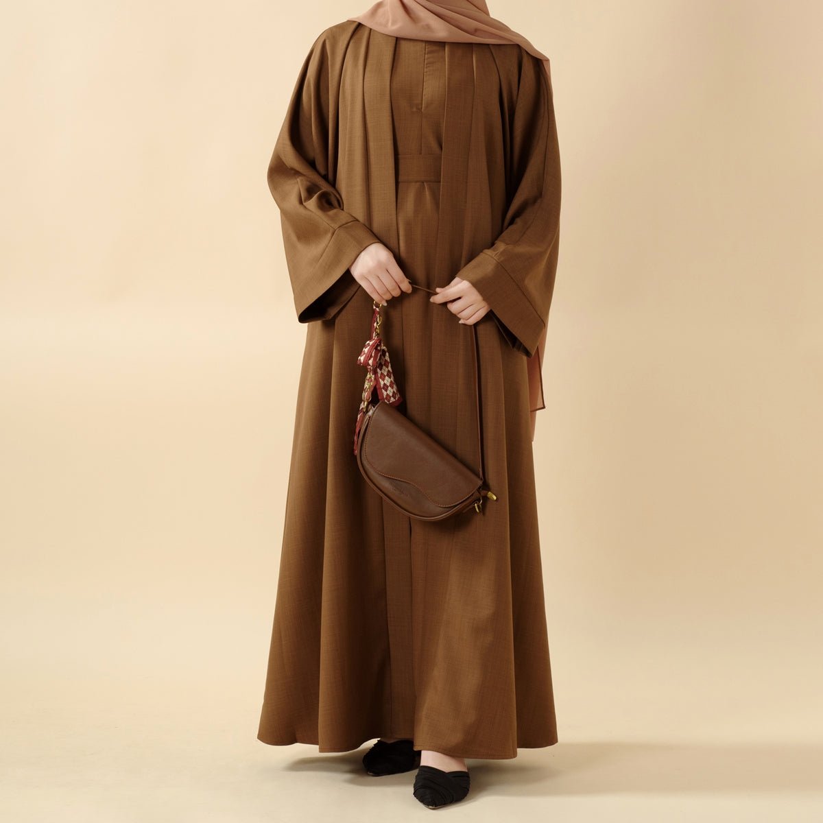 Plain Linen Abaya 3 - Piece Set (MOA016) - Mariam's Collection