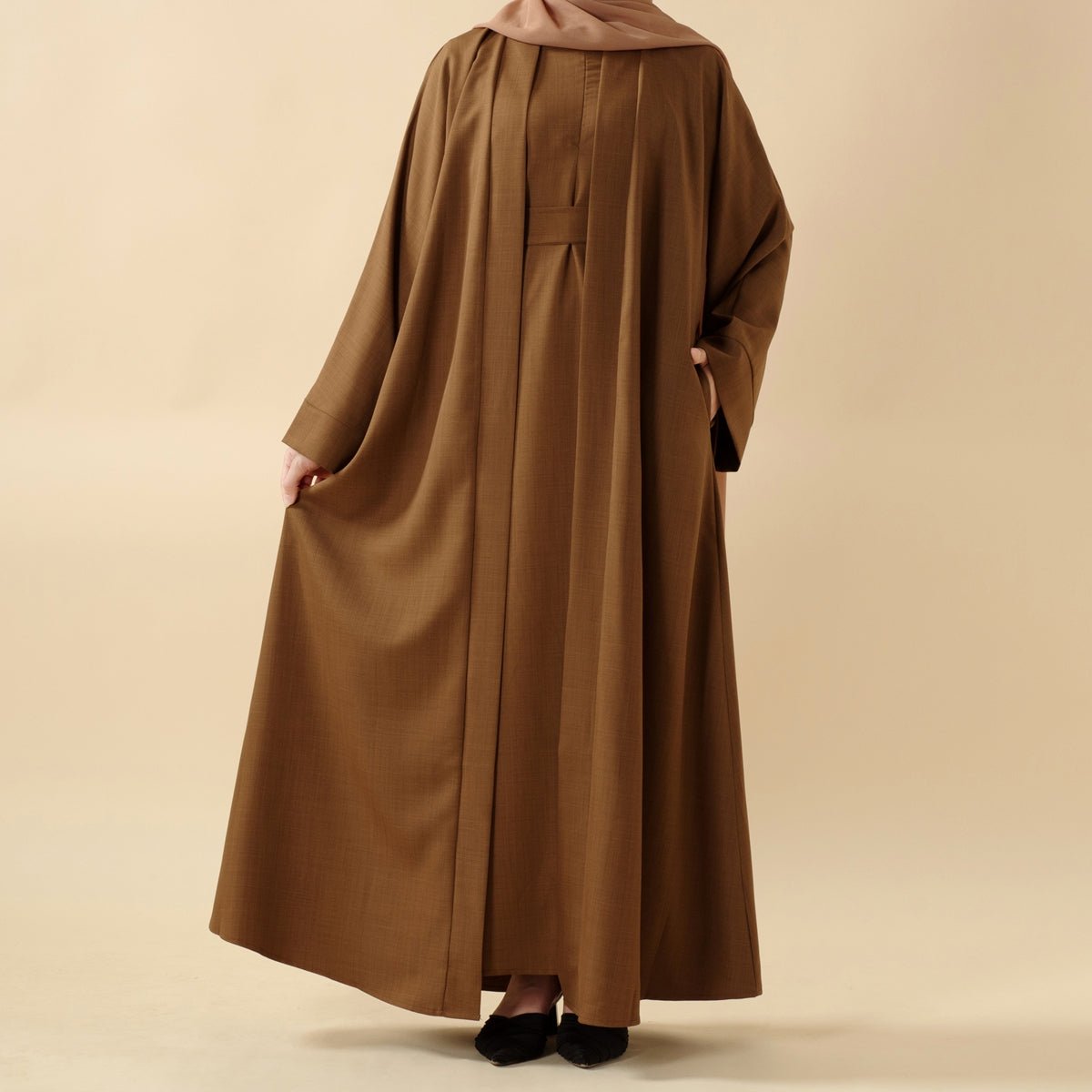 Plain Linen Abaya 3 - Piece Set (MOA016) - Mariam's Collection