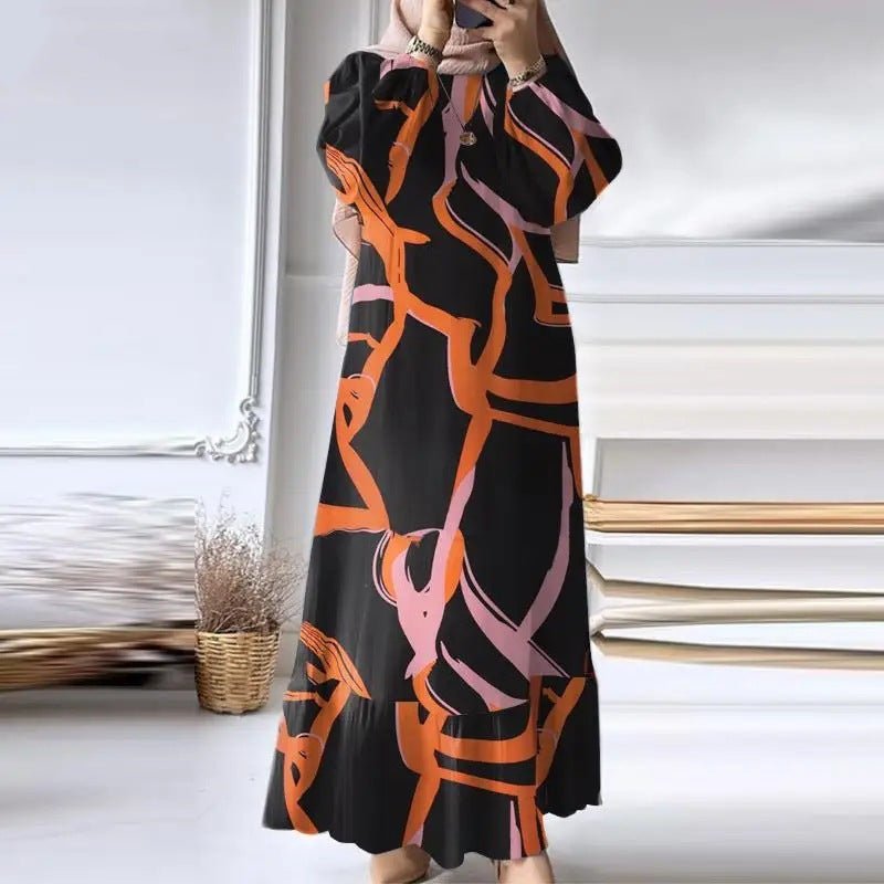 Pleated Ruffled Hem Abaya (MA112) - Mariam's Collection