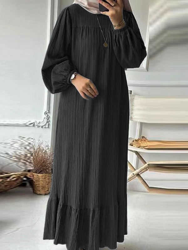 Pleated Ruffled Hem Abaya (MA112) - Mariam's Collection